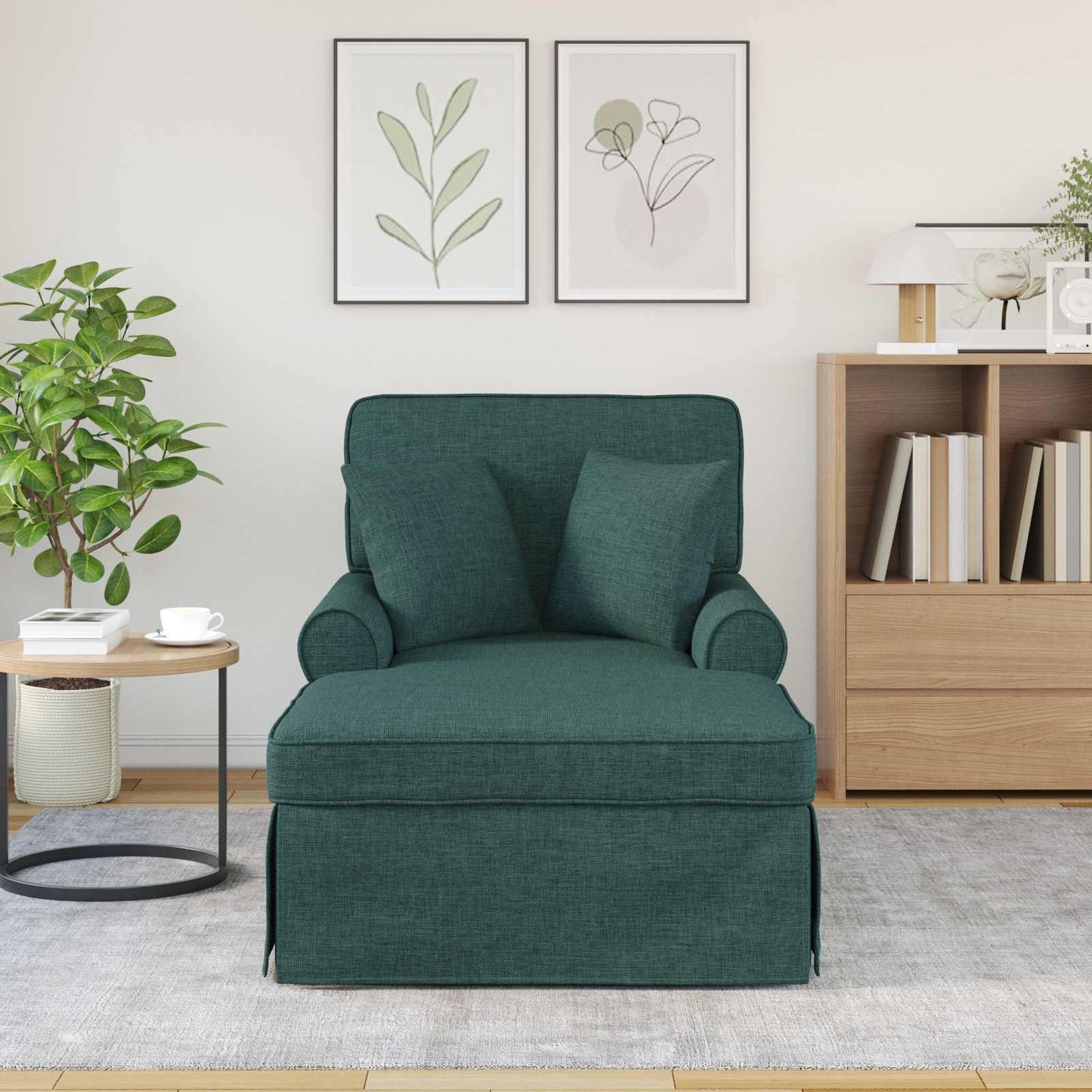 Fotel Loungba Szoknyával párnával 3 pcs Sötétzöld szövet