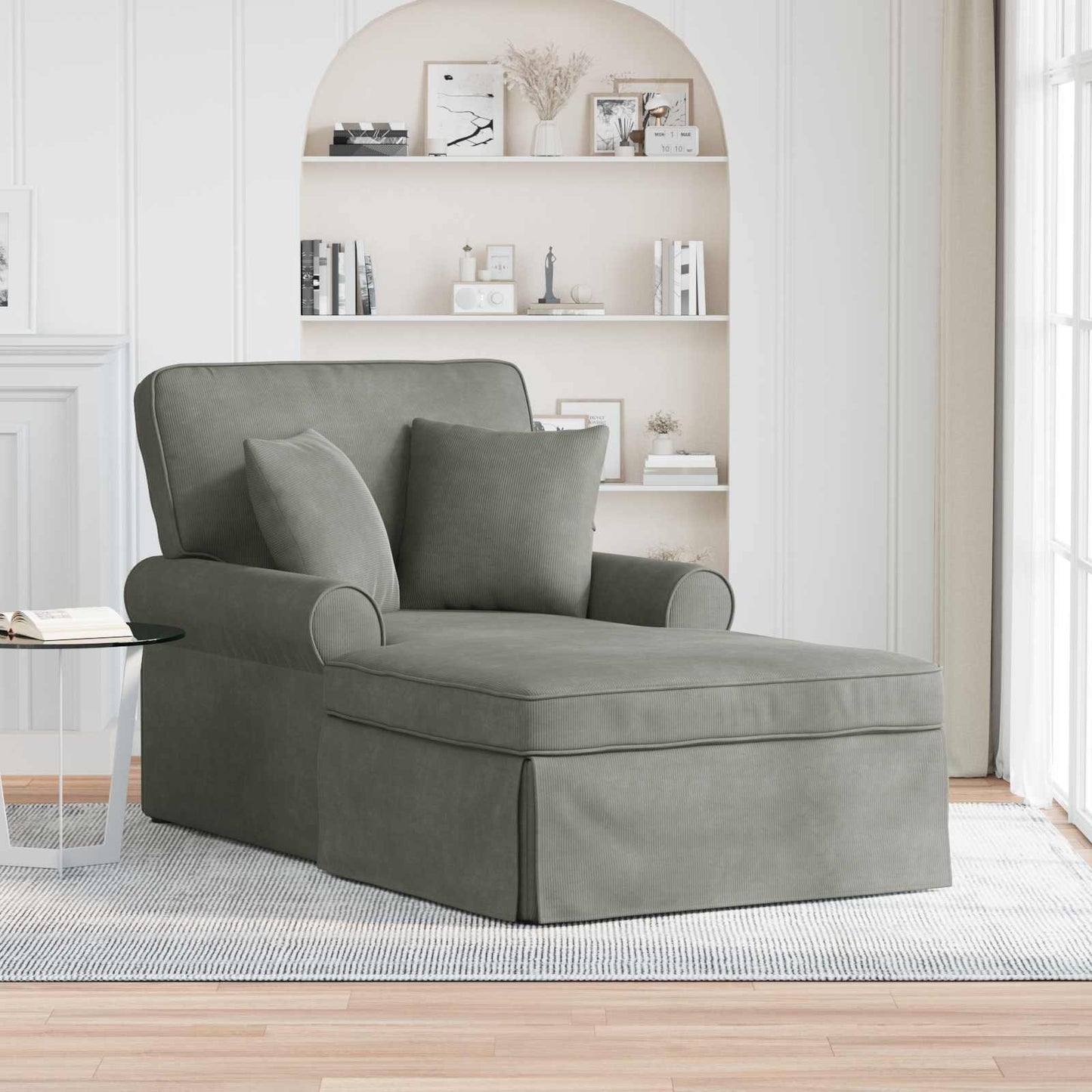 Fotel Loungba Szoknyával 3 pcs Világosszürke Bársonyos szövet