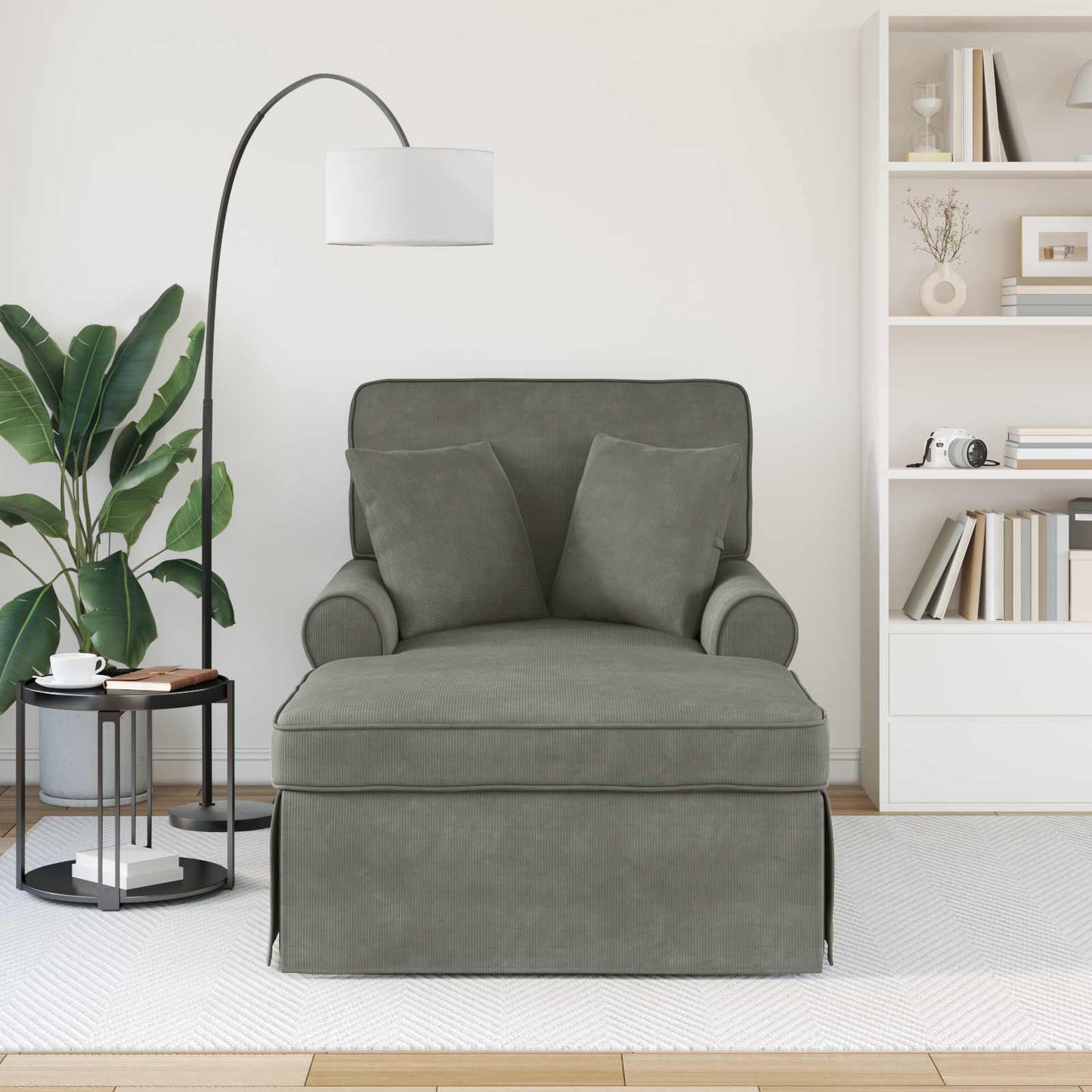 Fotel Loungba Szoknyával 3 pcs Világosszürke Bársonyos szövet