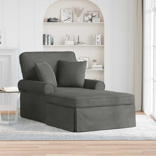 Fotel Loungba Szoknyával 3 pcs Sötétszürke Bársonyos szövet