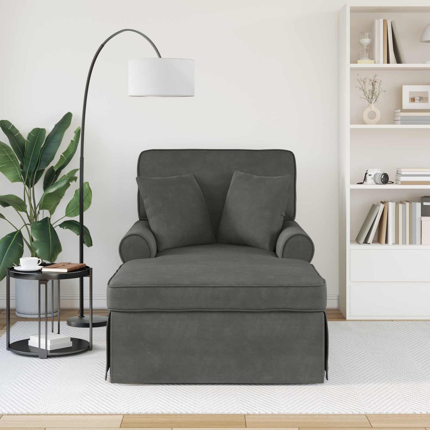 Fotel Loungba Szoknyával 3 pcs Sötétszürke Bársonyos szövet