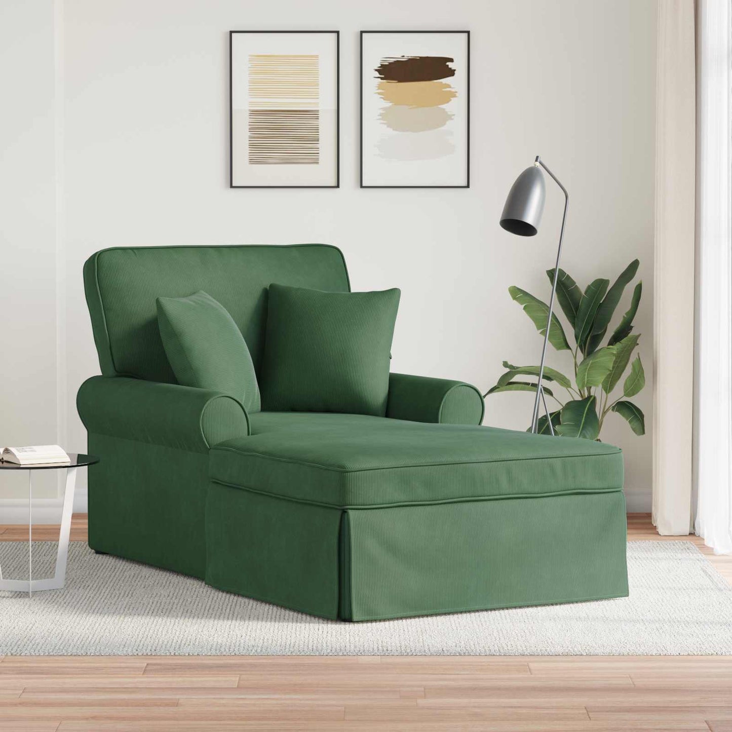 Fotel Loungba Szoknyával 3 pcs Dzsungel zöld Bársonyos szövet