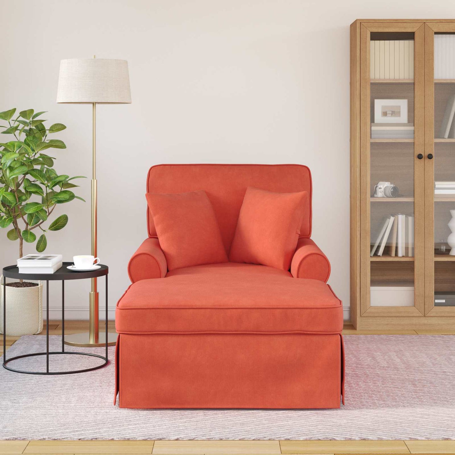 Fotel Loungba Szoknyával 3 pcs Piros Narancs Bársonyos szövet