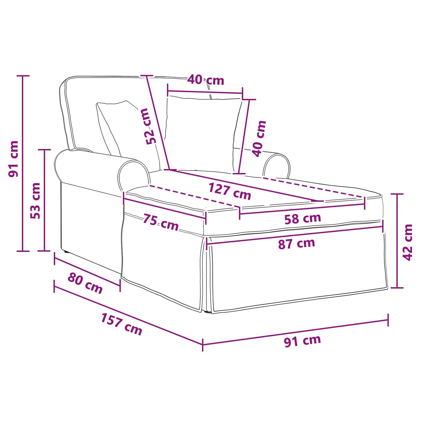 Fotel Loungba Szoknyával Világosszürke 157 x 91 x 91 cm ARES