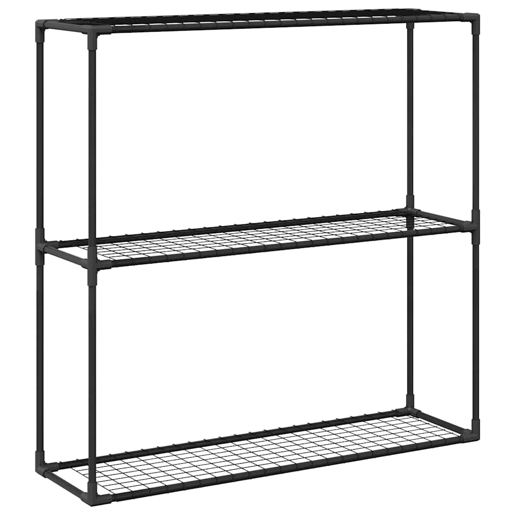 3-szintes növénypolc Fekete 100 x 32 x 102 cm Acél