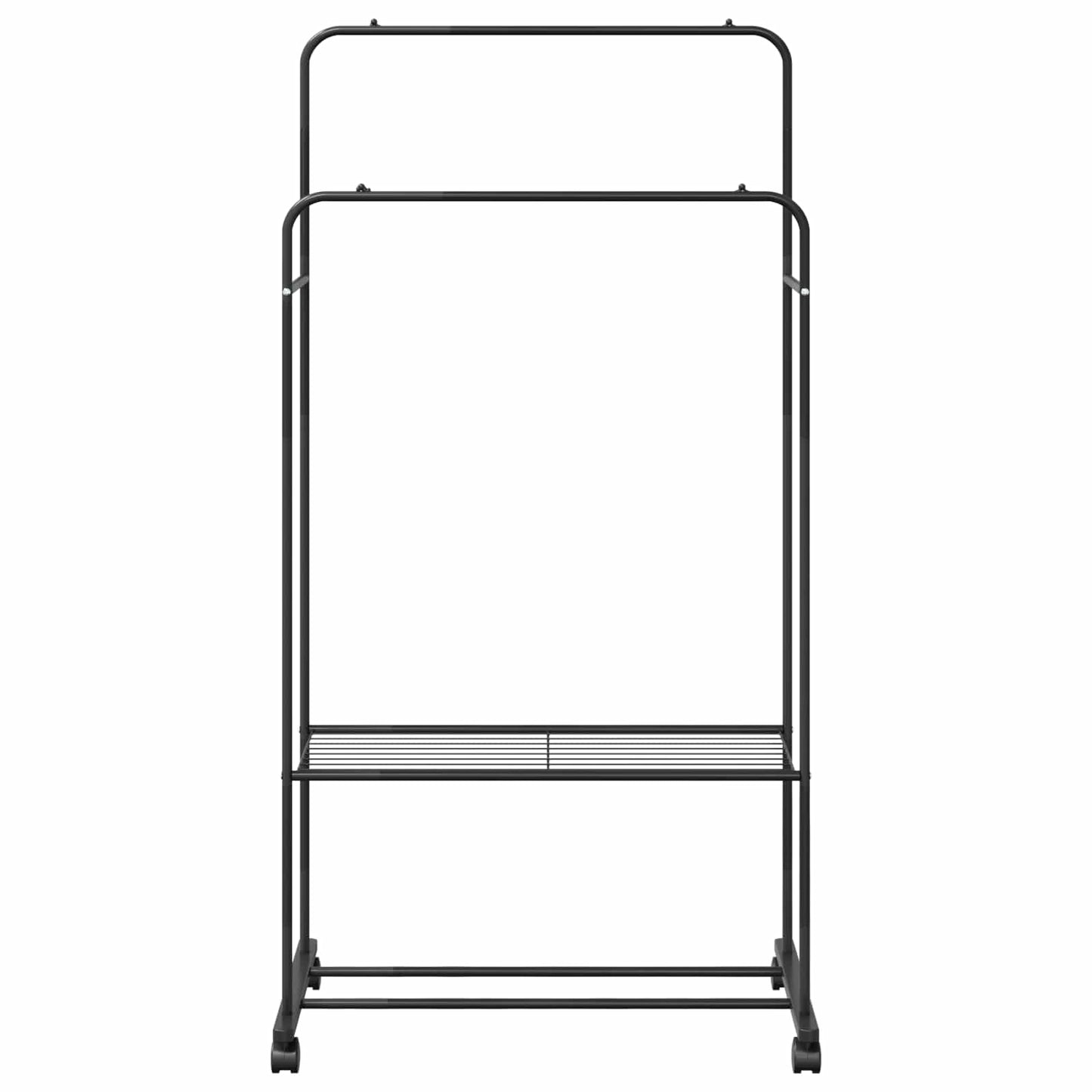 Ruhafogó polcokkal kerékkel tárolóval Fekete 80 x 53 x 156 cm