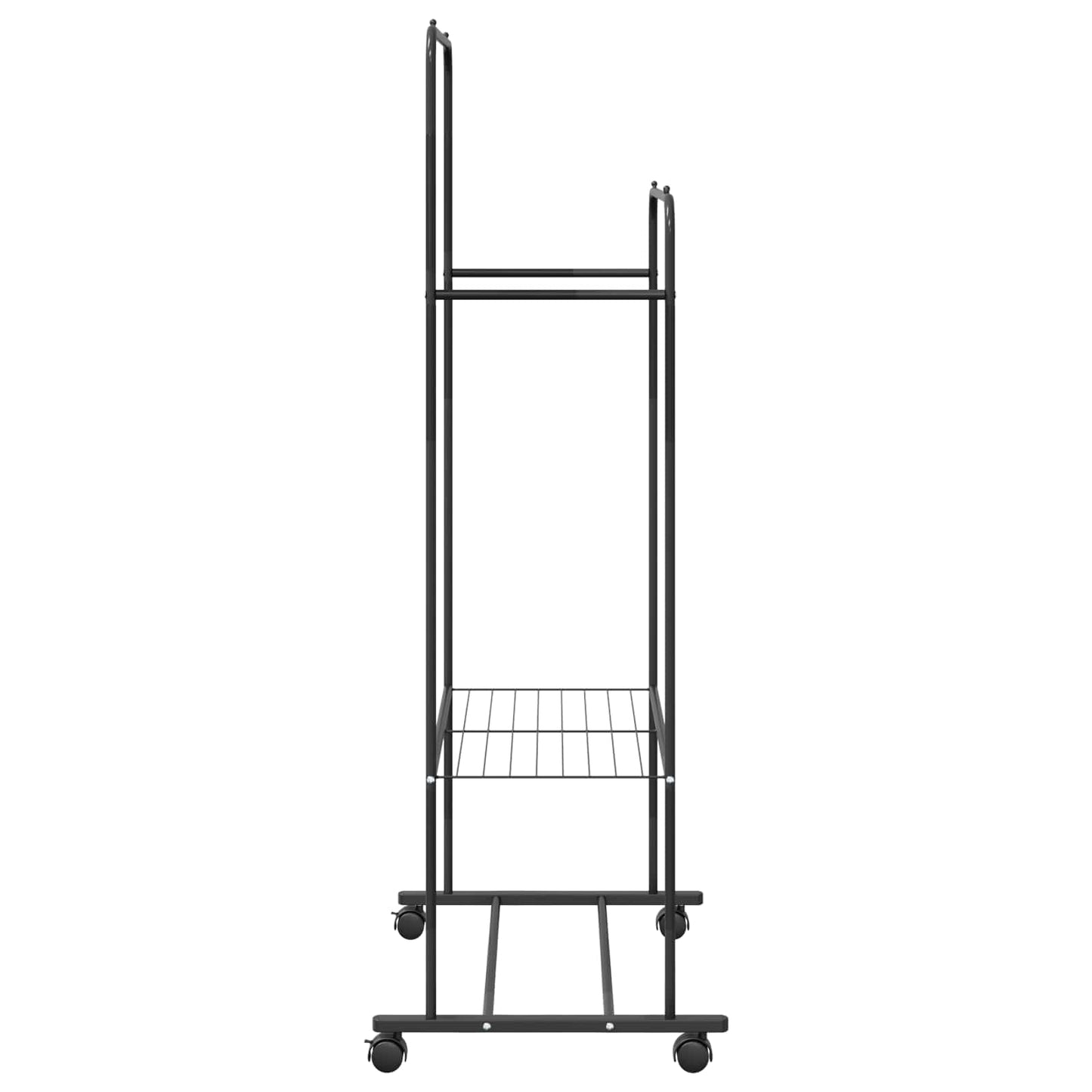 Ruhafogó polcokkal kerékkel tárolóval Fekete 80 x 53 x 156 cm