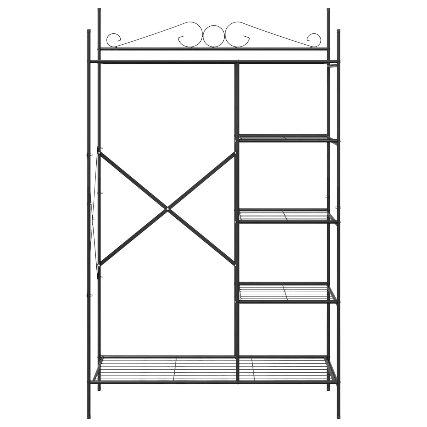 Nyitott Szekrény polcokkal Fekete 104,5 x 45 x 172 cm Acél
