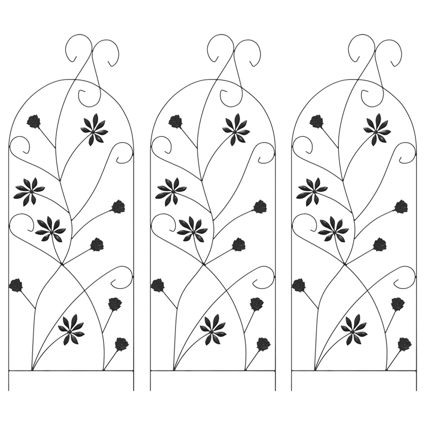 Kerti Kerítés zárral 3 pcs Fekete 112 x 39,5 cm Acél