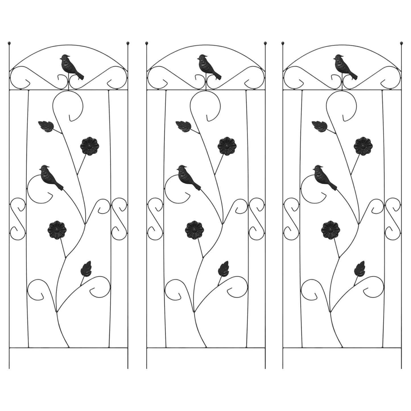 Kerti Kerítés 3 pcs Fekete 110 x 40 cm Acél