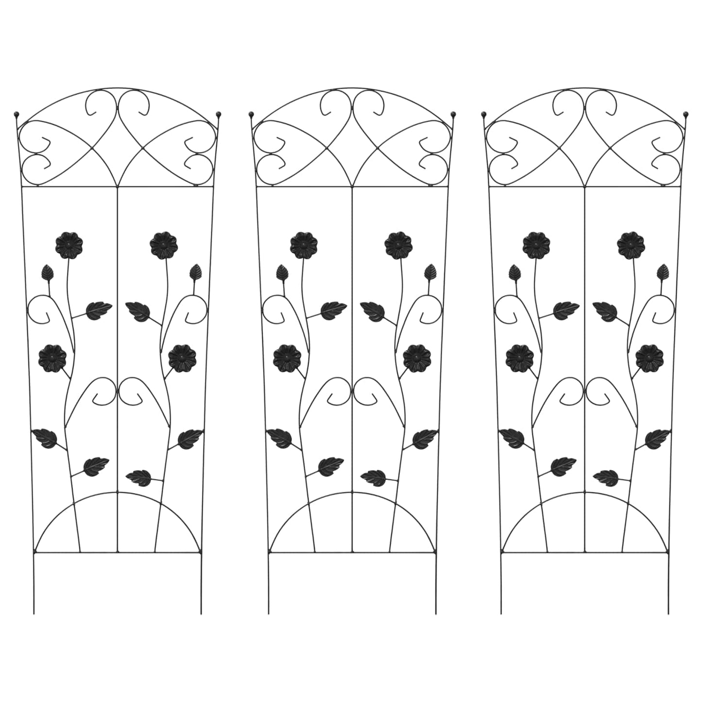 Kerti Kerítés 3 pcs Fekete 110,5 x 42,5 cm Acél