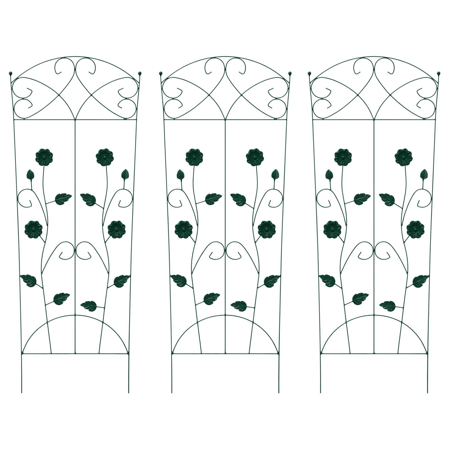 Kerti Kerítés 3 pcs Zöld 110,5 x 42,5 cm Acél