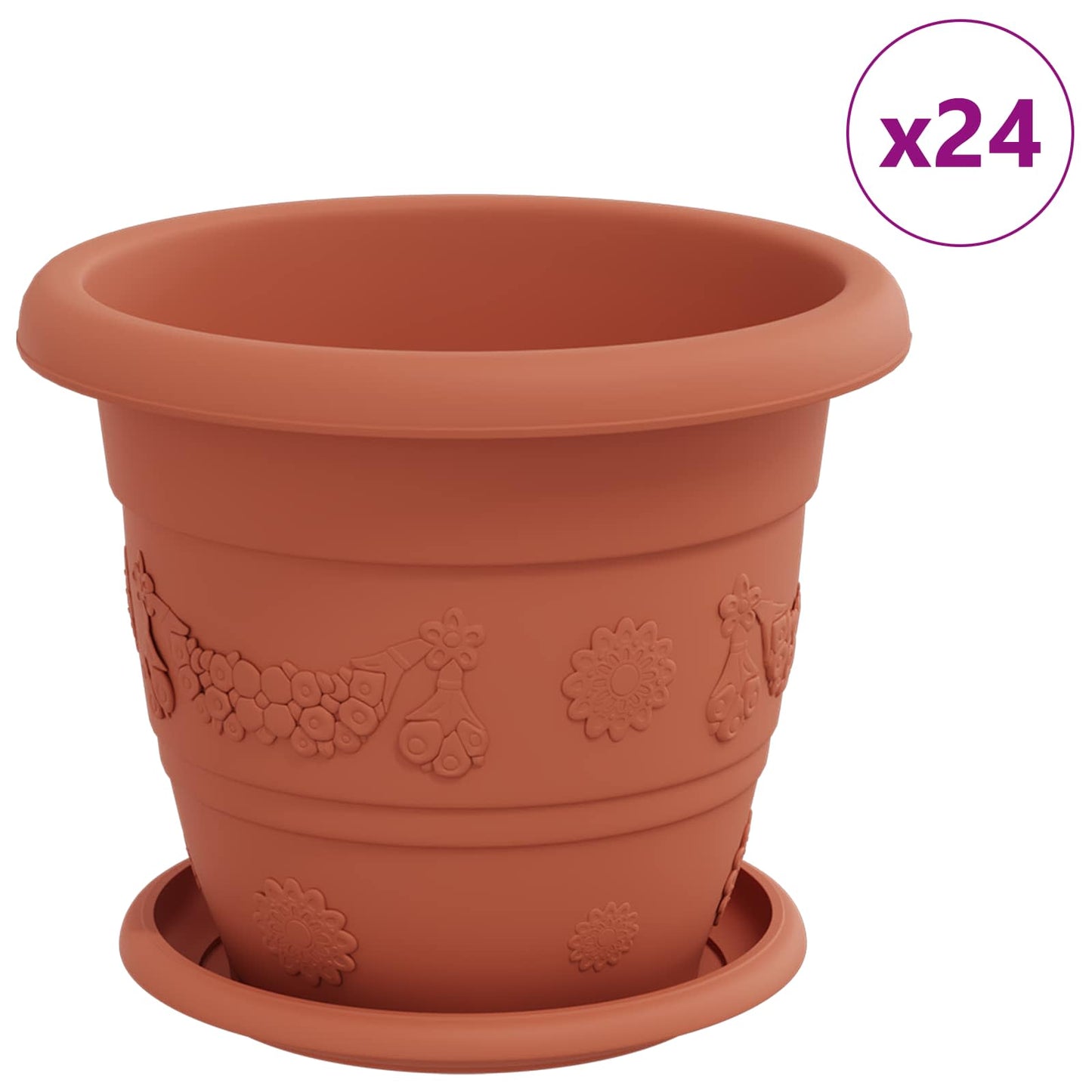 Növénycserép 24 db Tégla Vörös Ø 22 x 18 cm Műanyag