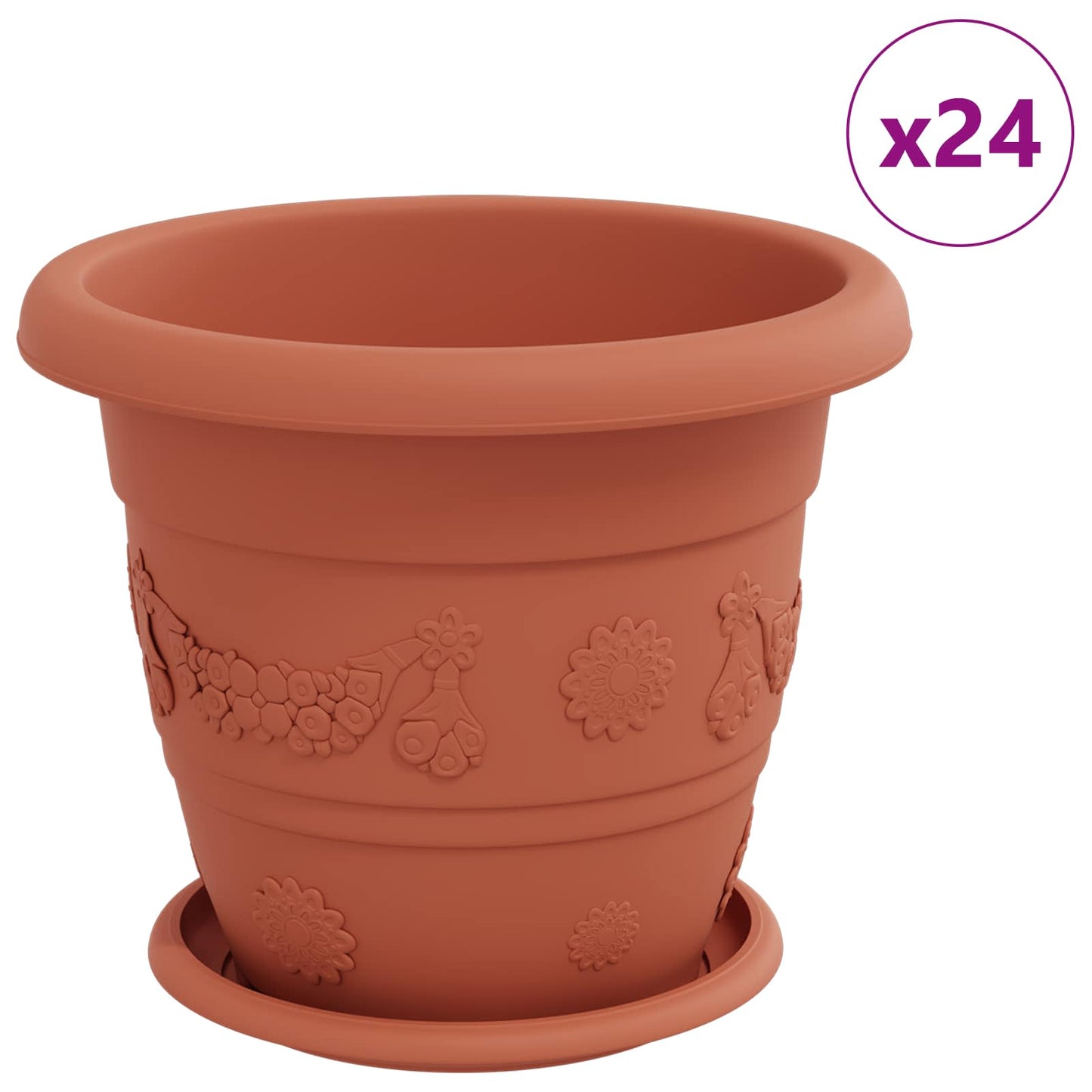 Növénycserép 24 db Tégla Vörös Ø 26 x 21.5 cm Műanyag