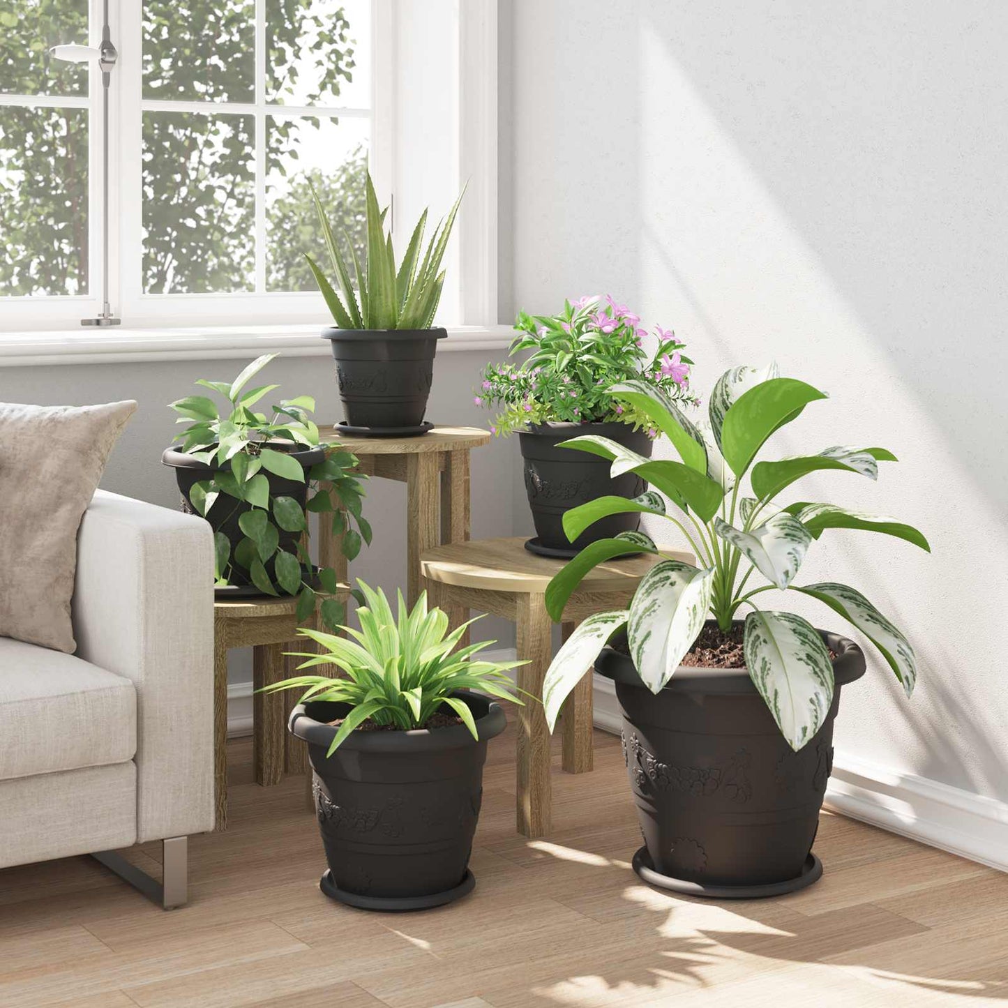 Növénycserép 24 pcs Fekete Ø 30 x 25 cm Műanyag