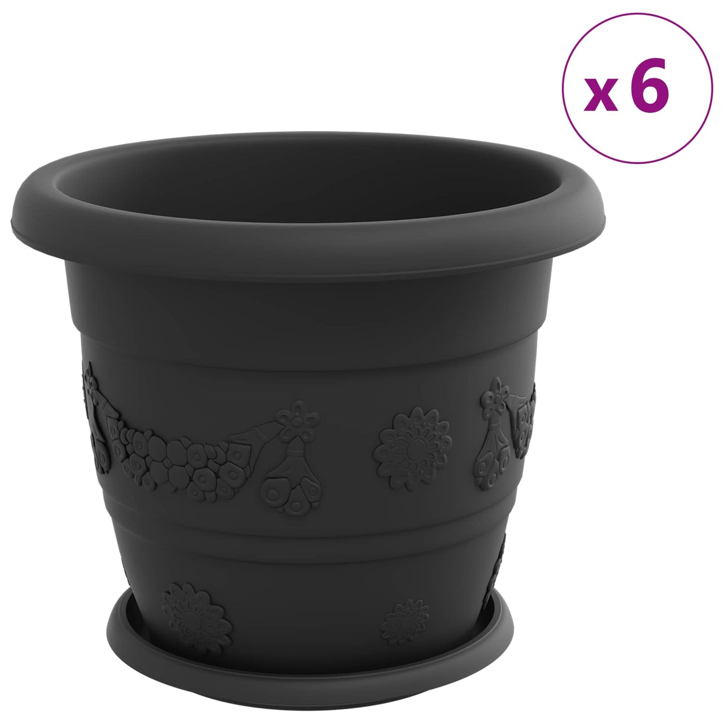Növénycserép 24 db Fekete Ø 30 x 25 cm Műanyag