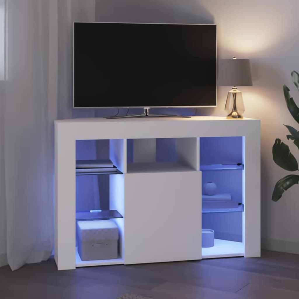 Sarok LED TV szekrény Fehér 100x40x68cm Faanyag