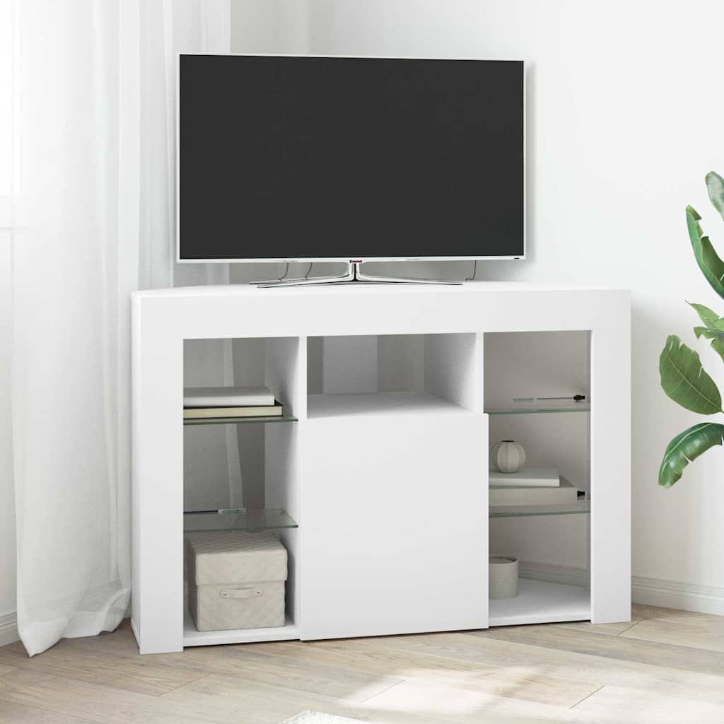 Sarok LED TV szekrény Fehér 100x40x68cm Faanyag