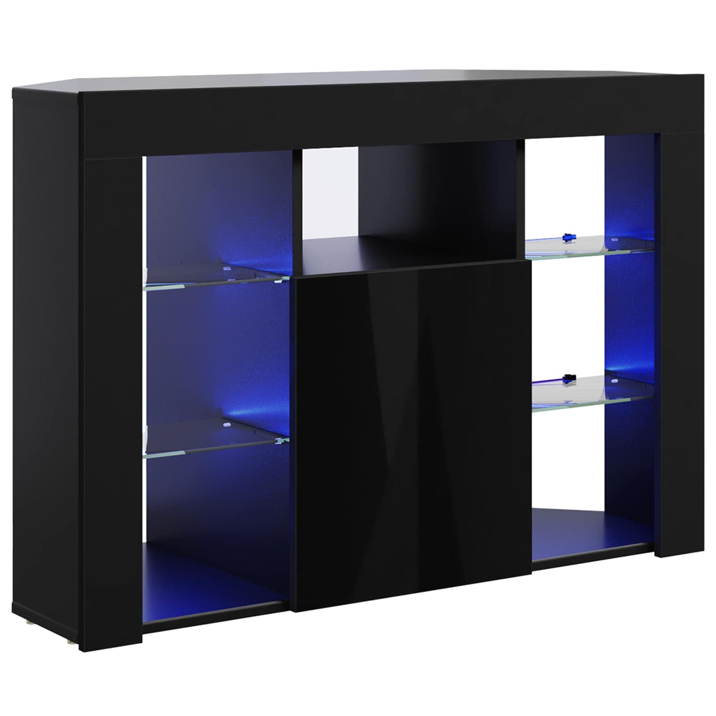 Sarok LED TV szekrény 100x40x68cm Fekete Szerelt Fa