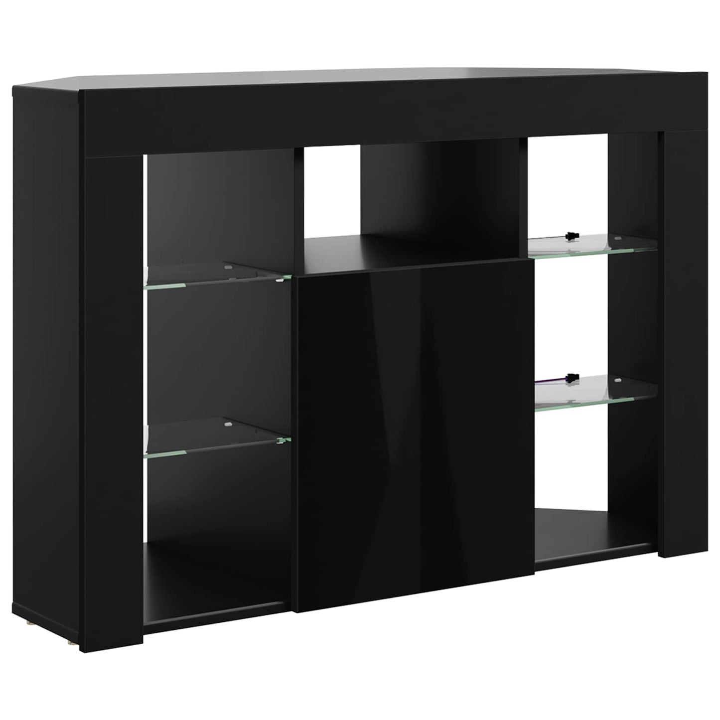 Sarok LED TV szekrény 100x40x68cm Fekete Szerelt Fa