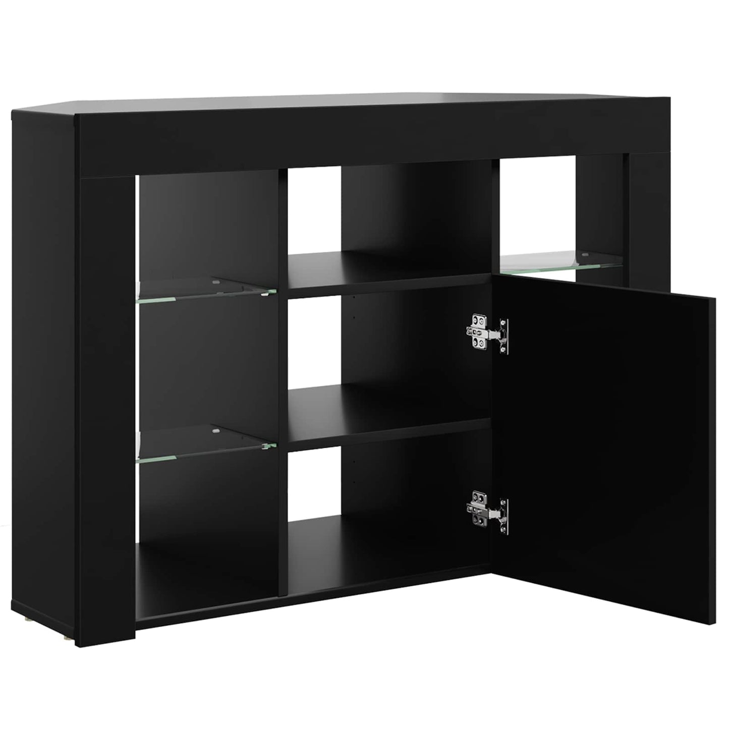 Sarok LED TV szekrény 100x40x68cm Fekete Szerelt Fa