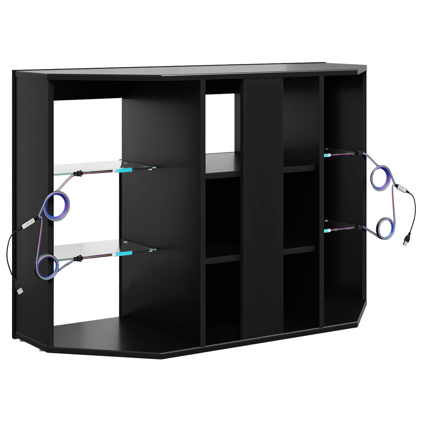 Sarok LED TV szekrény 100x40x68cm Fekete Szerelt Fa