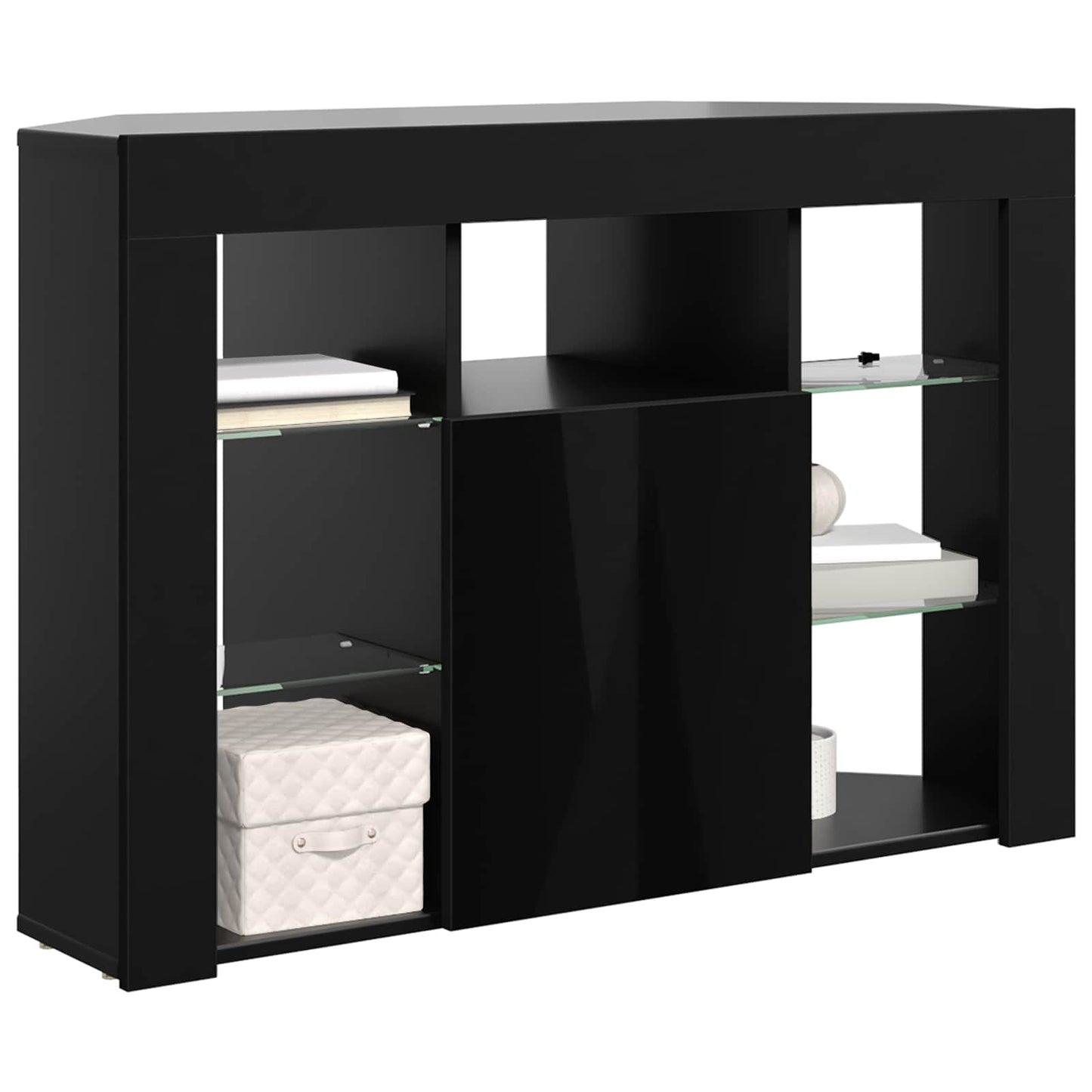 Sarok LED TV szekrény 100x40x68cm Fekete Szerelt Fa