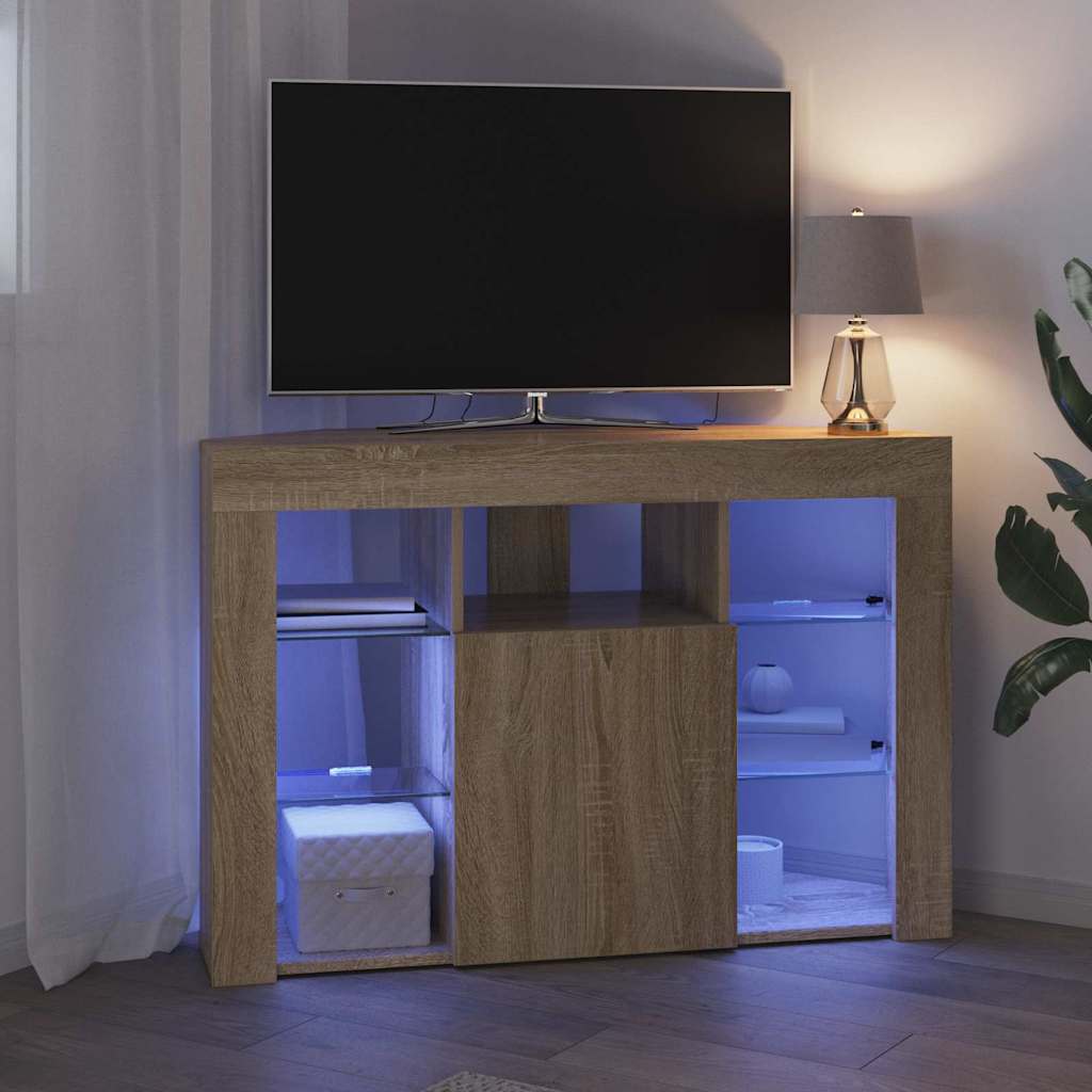 Sarok LED TV szekrény Sonoma tölgy 100x40x68cm Faanyag