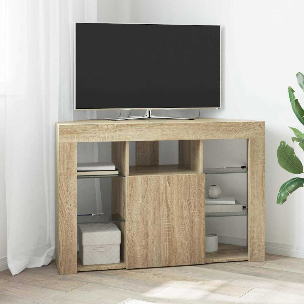 Sarok LED TV szekrény Sonoma tölgy 100x40x68cm Faanyag