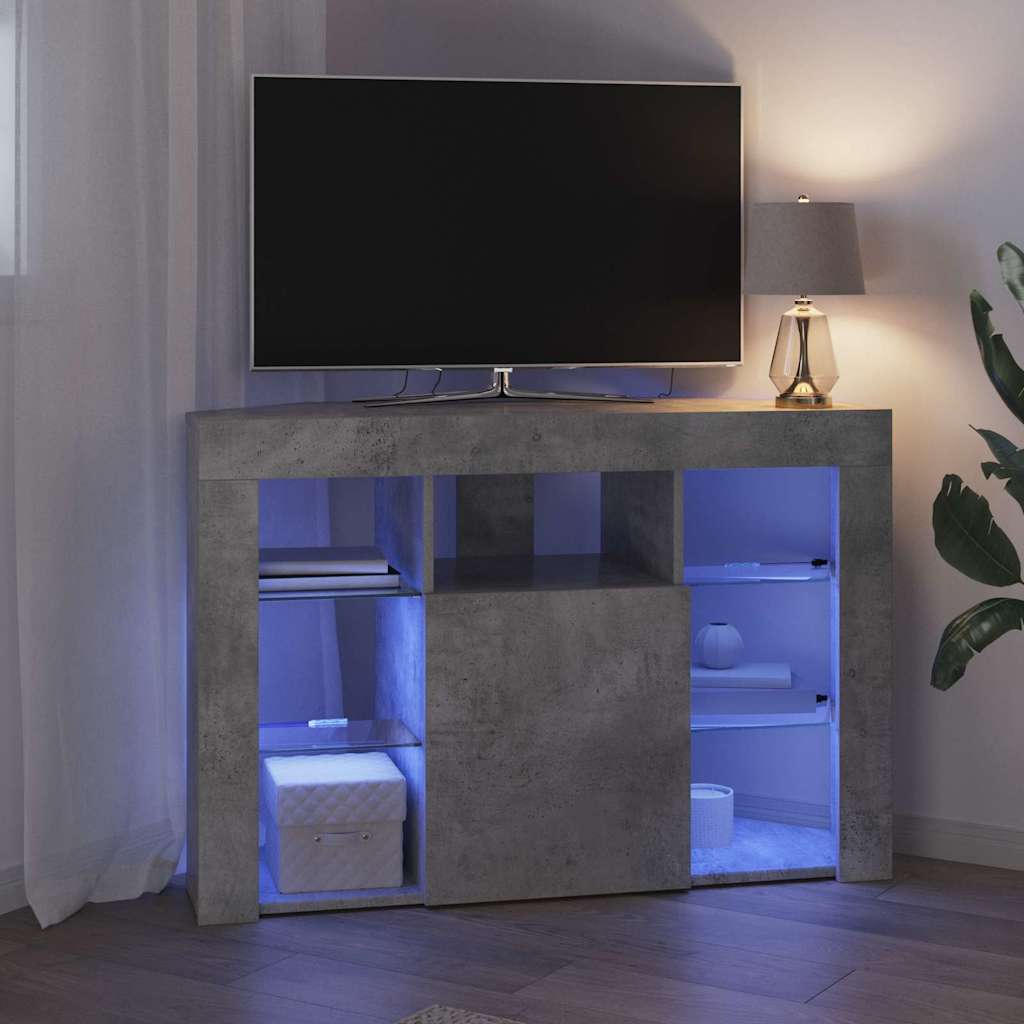 Sarok LED TV szekrény 100x40x68cm Beton Szürke Szerelt Fa