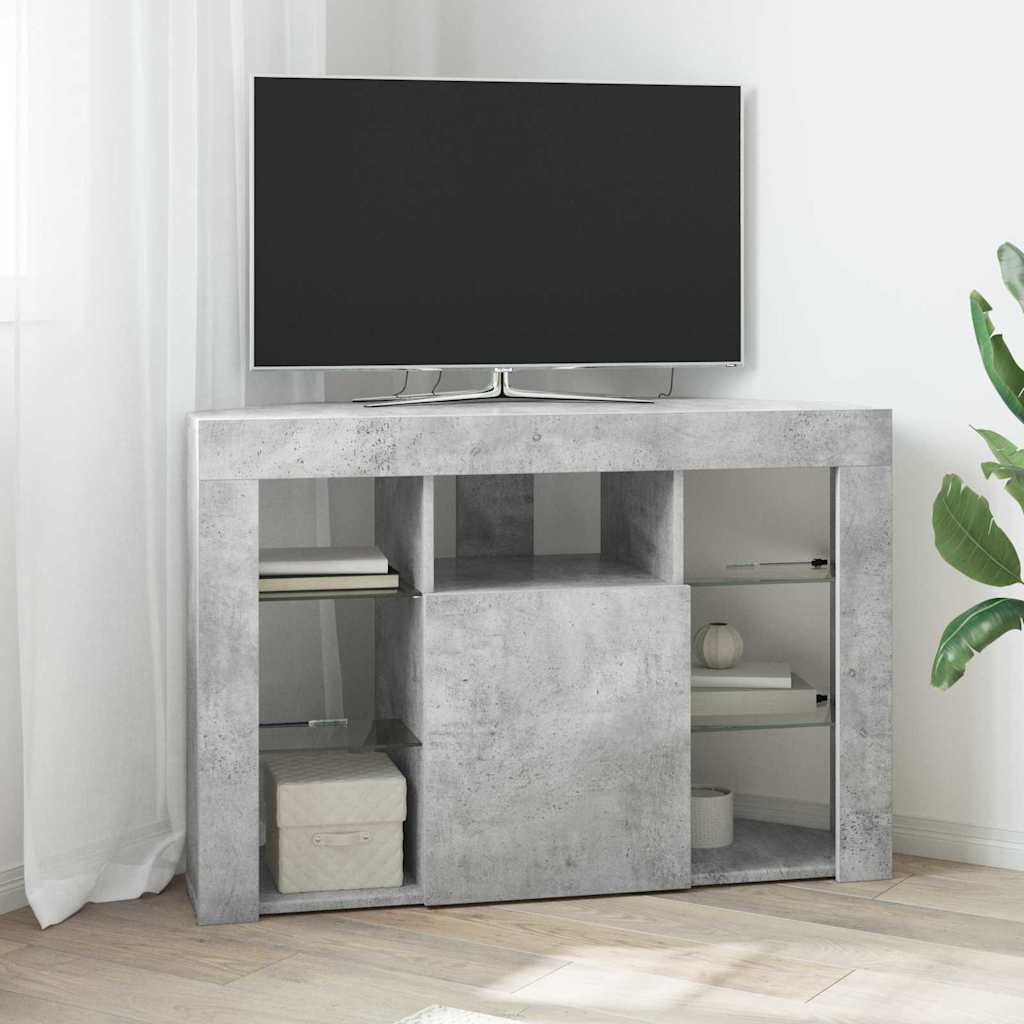 Sarok LED TV szekrény 100x40x68cm Beton Szürke Szerelt Fa