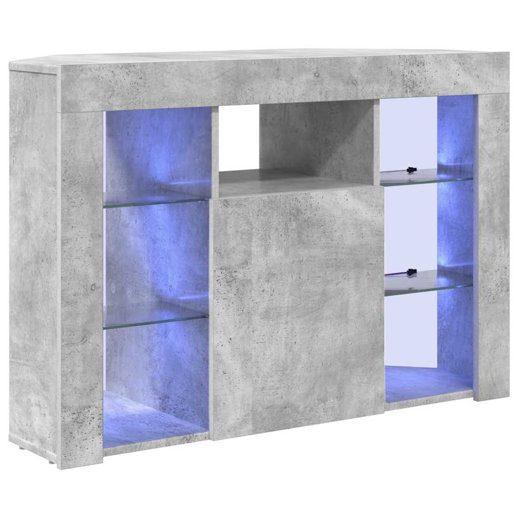 Sarok LED TV szekrény 100x40x68cm Beton Szürke Szerelt Fa