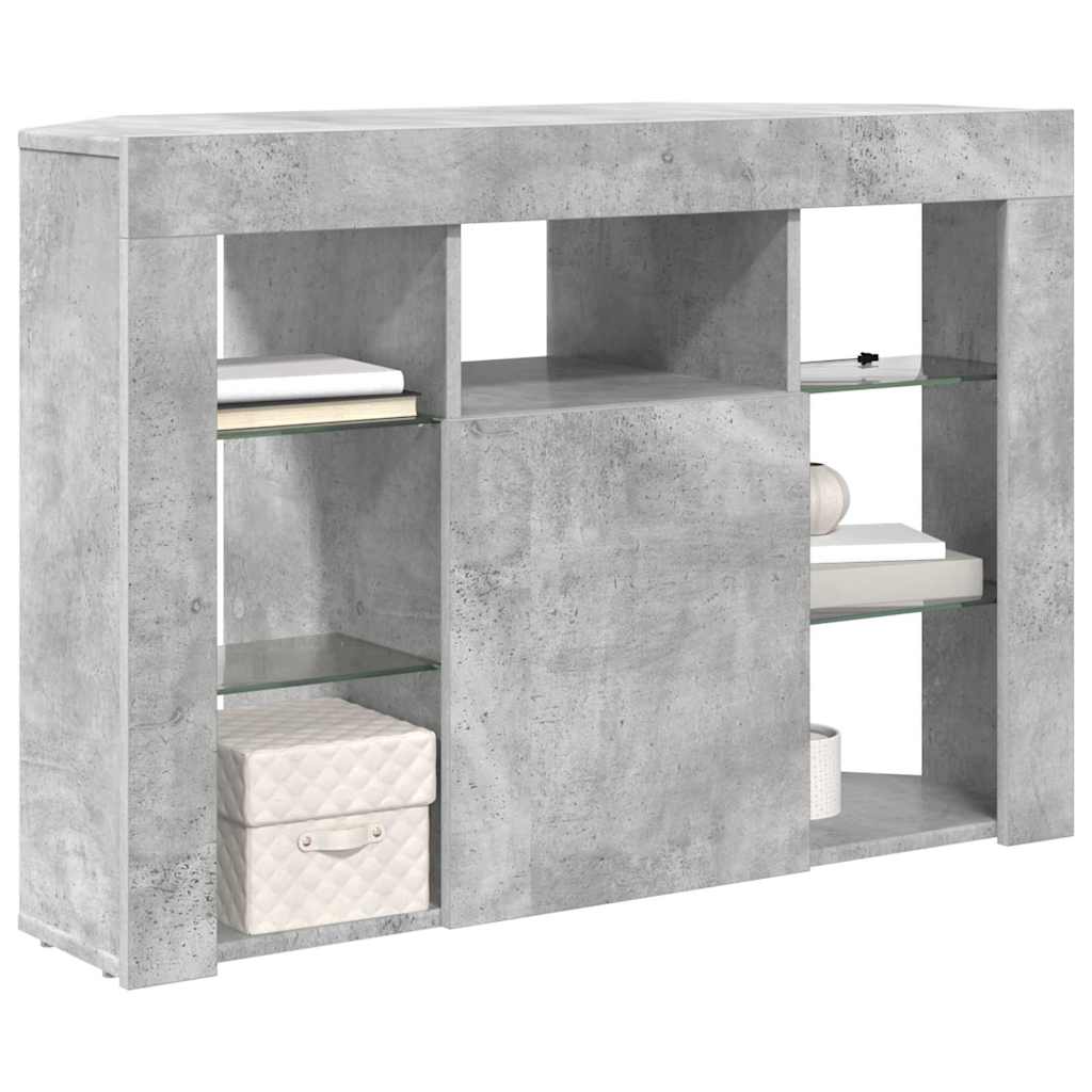 Sarok LED TV szekrény 100x40x68cm Beton Szürke Szerelt Fa