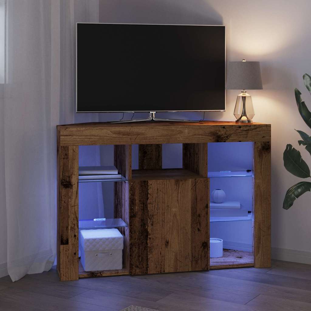 Sarok LED TV szekrény 100x40x68cm Öreg fa Szerelt Fa