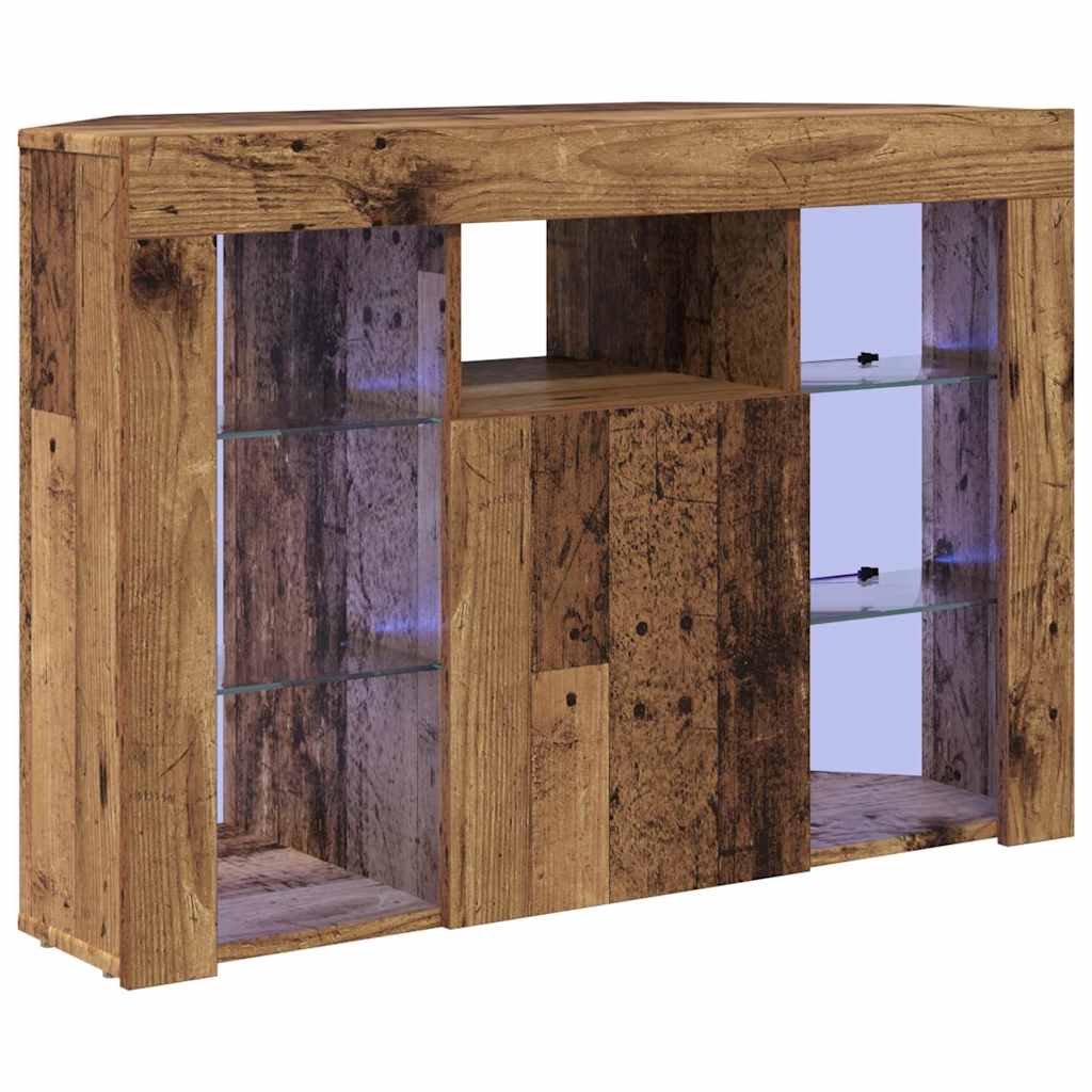 Sarok LED TV szekrény 100x40x68cm Öreg fa Szerelt Fa