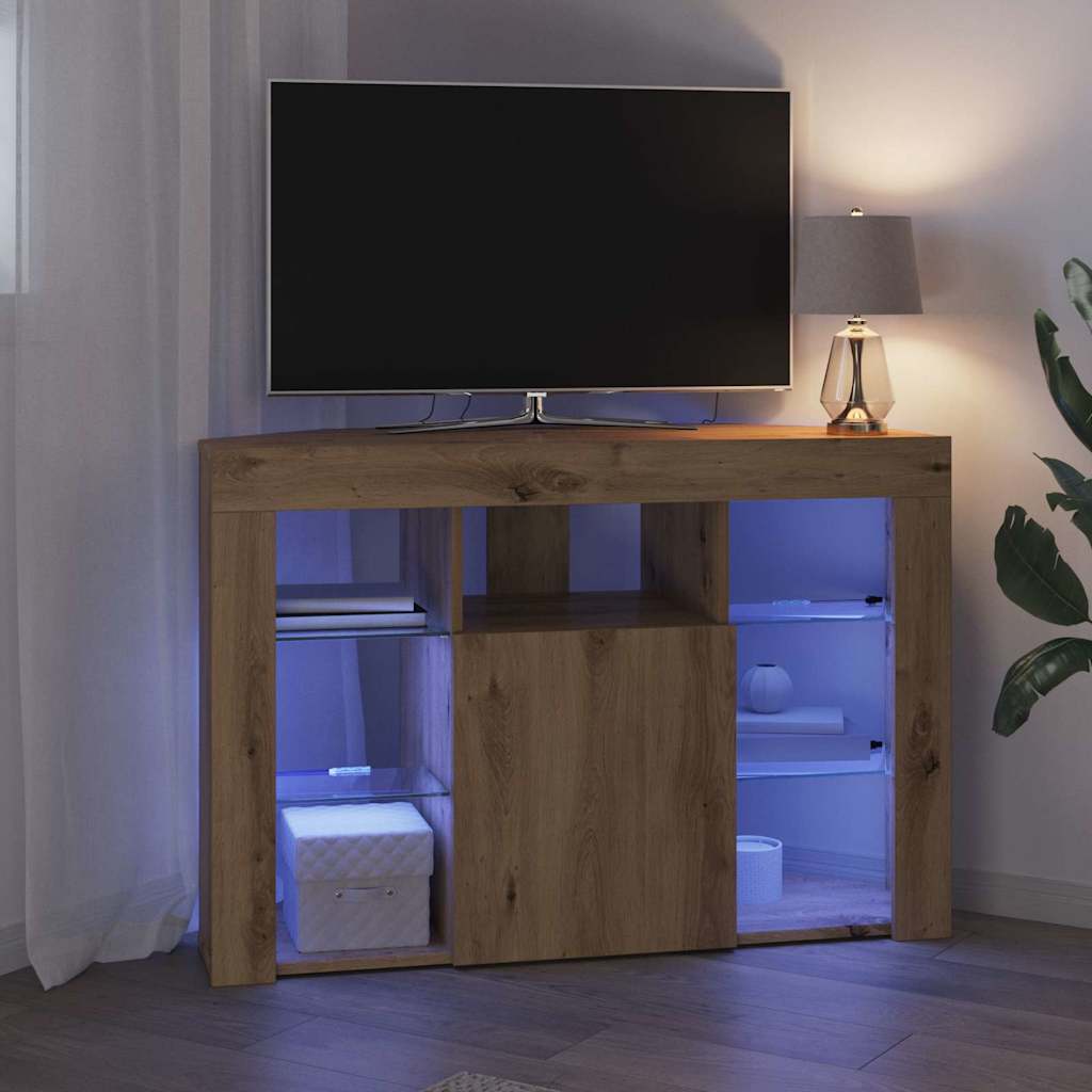 Sarok LED TV szekrény 100x40x68cm Artisan tölgy Szerelt Fa