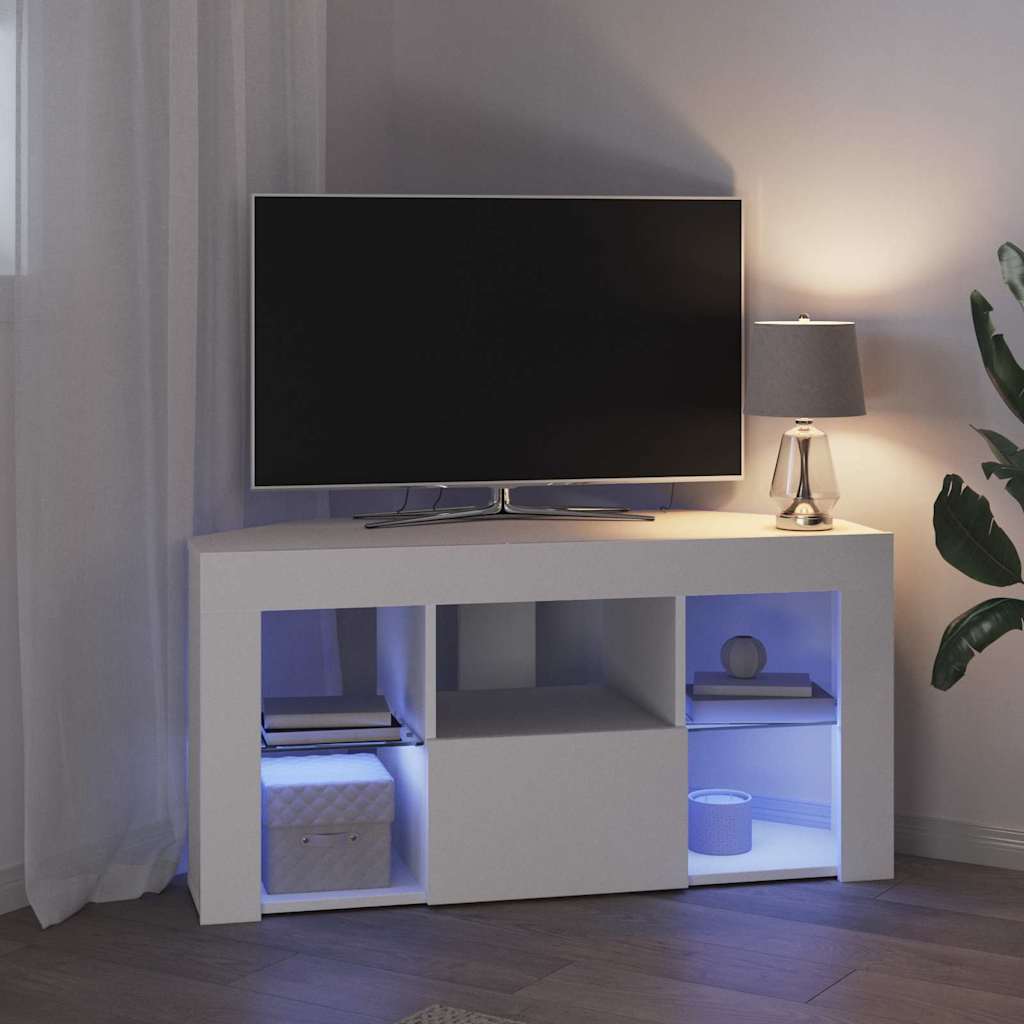Sarok LED TV szekrény 100 x 40 x 50 cm Fehér Szerelt Fa