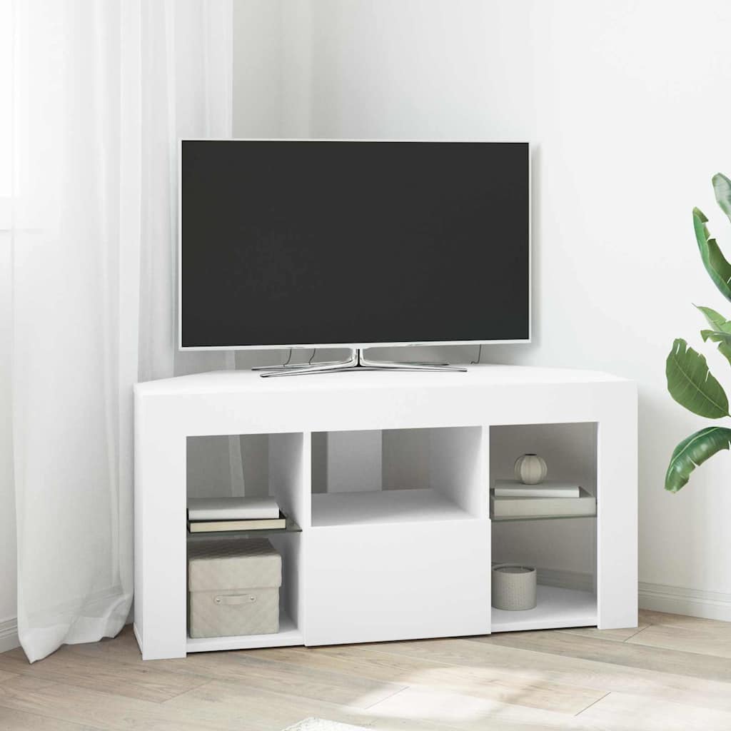 Sarok LED TV szekrény 100 x 40 x 50 cm Fehér Szerelt Fa