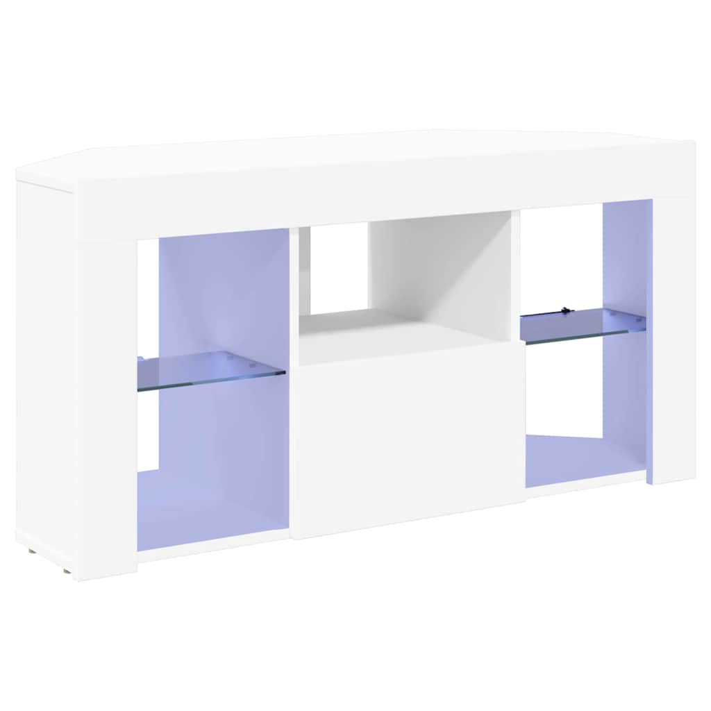 Sarok LED TV szekrény 100 x 40 x 50 cm Fehér Szerelt Fa