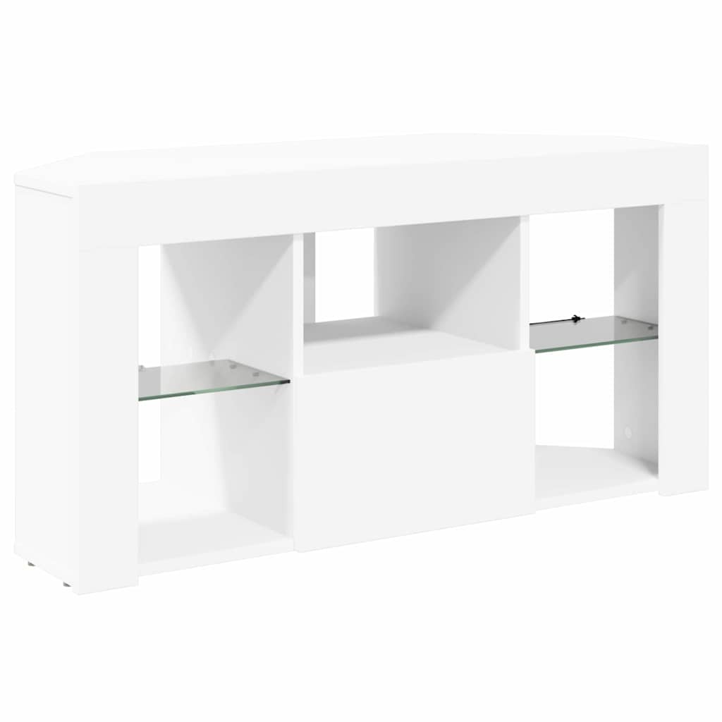 Sarok LED TV szekrény 100 x 40 x 50 cm Fehér Szerelt Fa