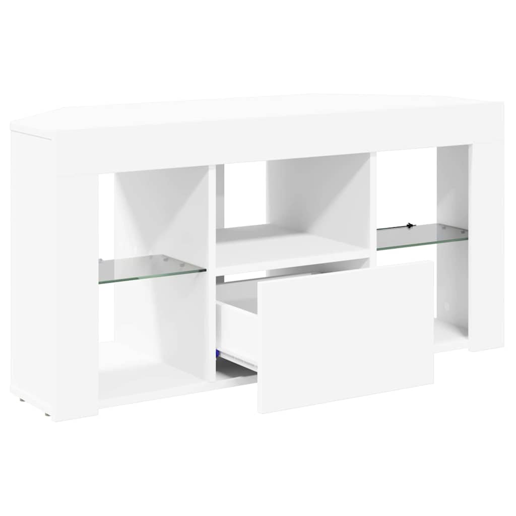 Sarok LED TV szekrény 100 x 40 x 50 cm Fehér Szerelt Fa