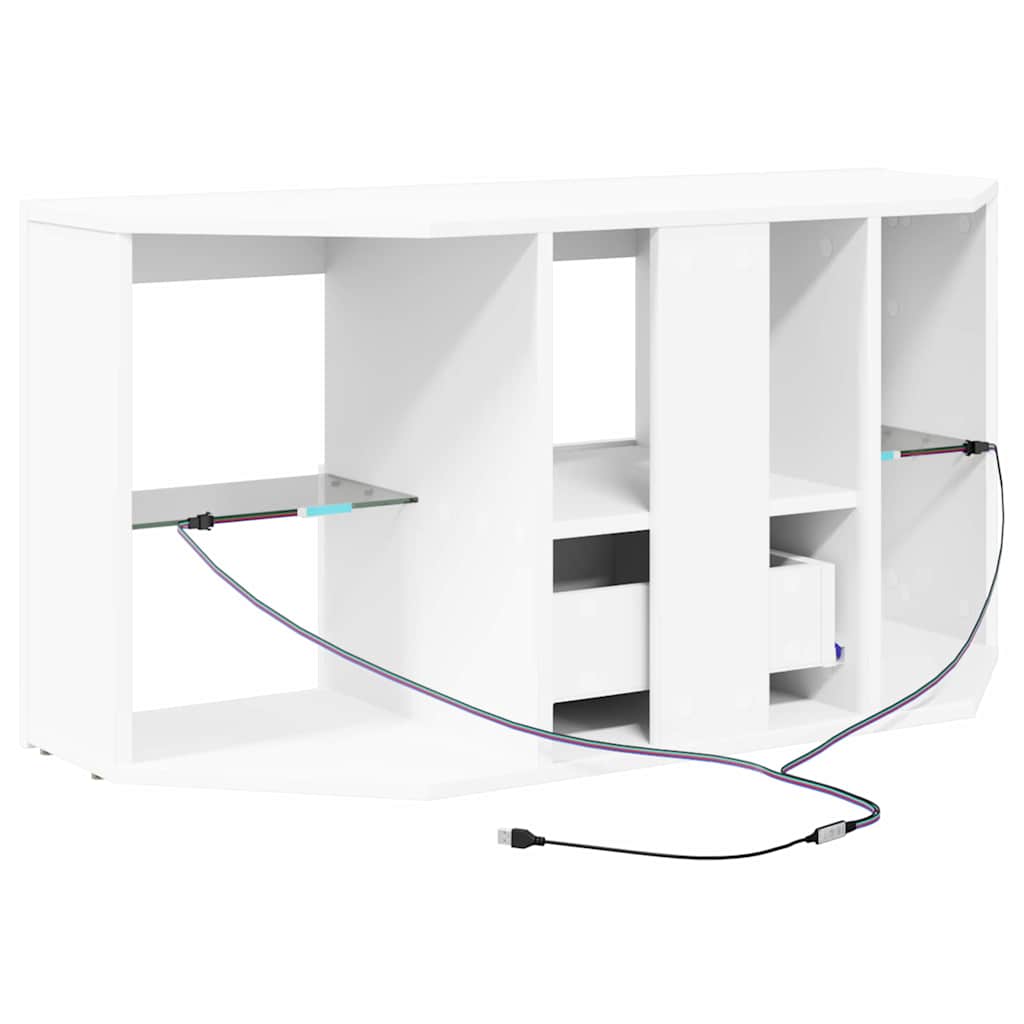 Sarok LED TV szekrény 100 x 40 x 50 cm Fehér Szerelt Fa