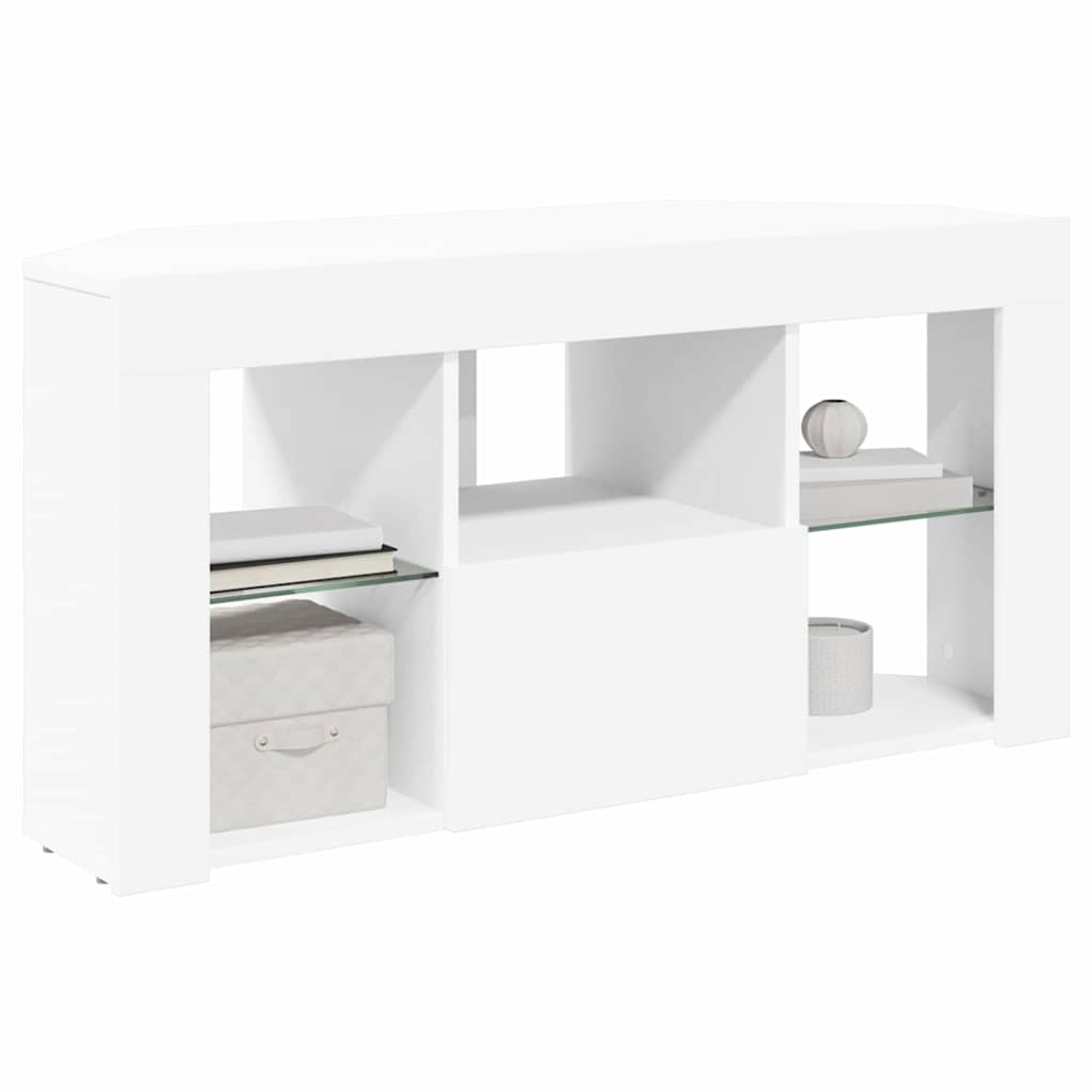Sarok LED TV szekrény 100 x 40 x 50 cm Fehér Szerelt Fa