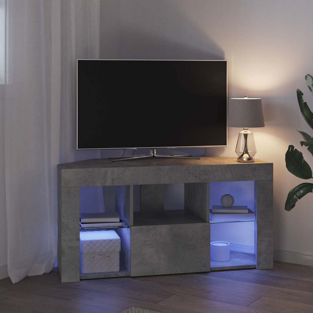 Sarok LED TV szekrény 100 x 40 x 50 cm Beton Szürke Szerelt Fa