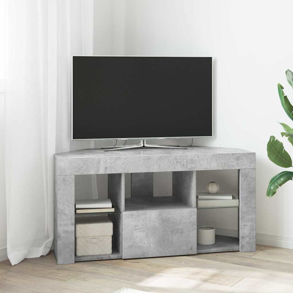 Sarok LED TV szekrény 100 x 40 x 50 cm Beton Szürke Szerelt Fa
