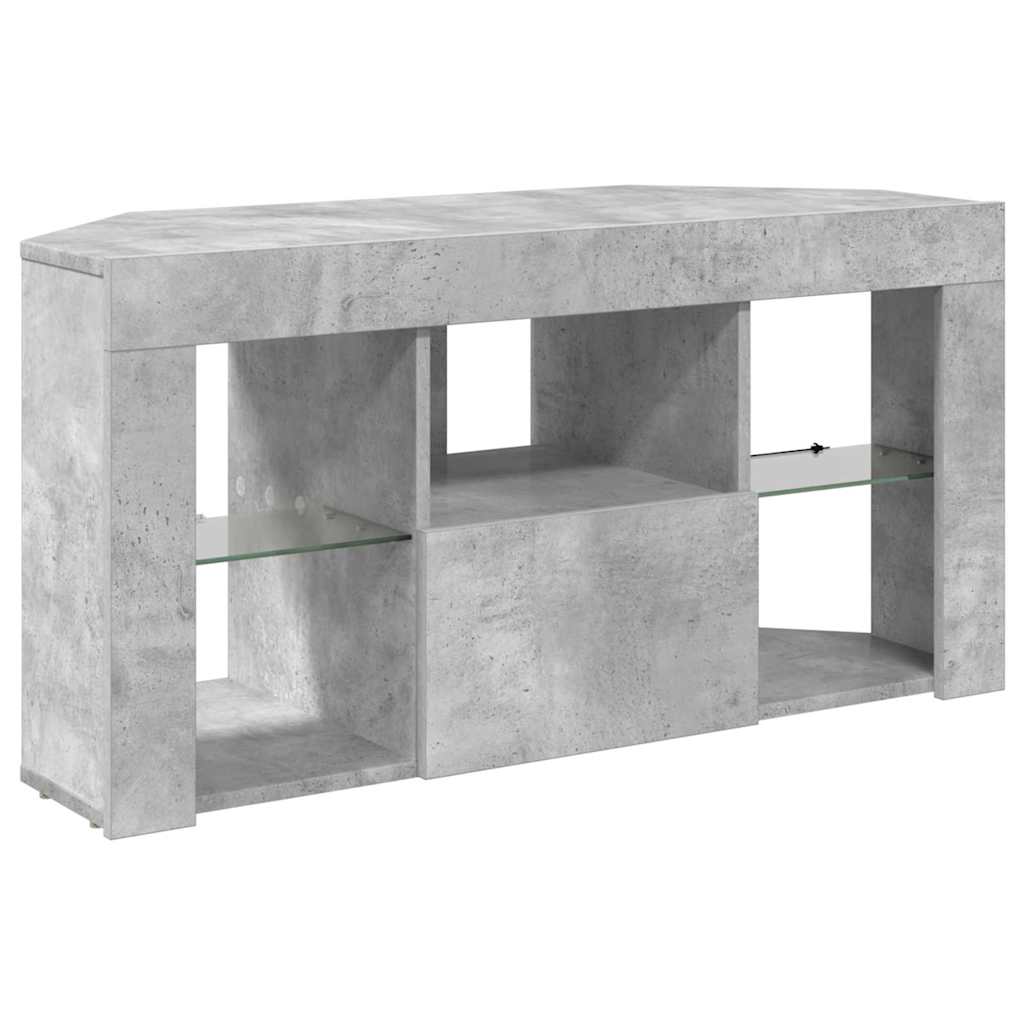 Sarok LED TV szekrény 100 x 40 x 50 cm Beton Szürke Szerelt Fa