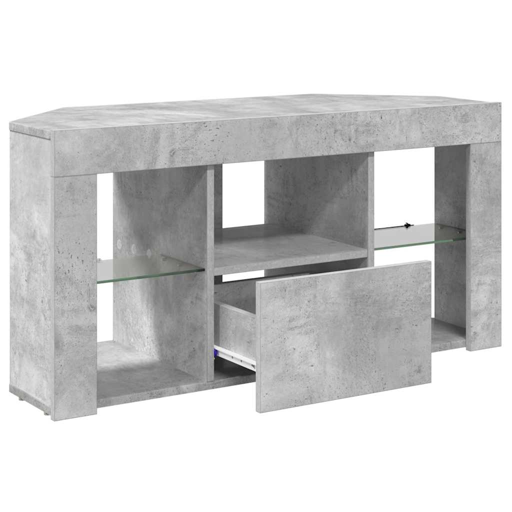 Sarok LED TV szekrény 100 x 40 x 50 cm Beton Szürke Szerelt Fa
