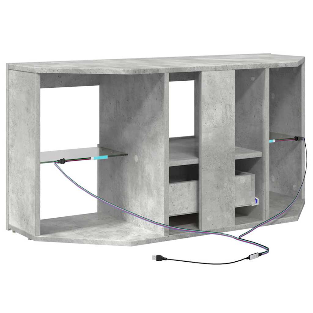 Sarok LED TV szekrény 100 x 40 x 50 cm Beton Szürke Szerelt Fa