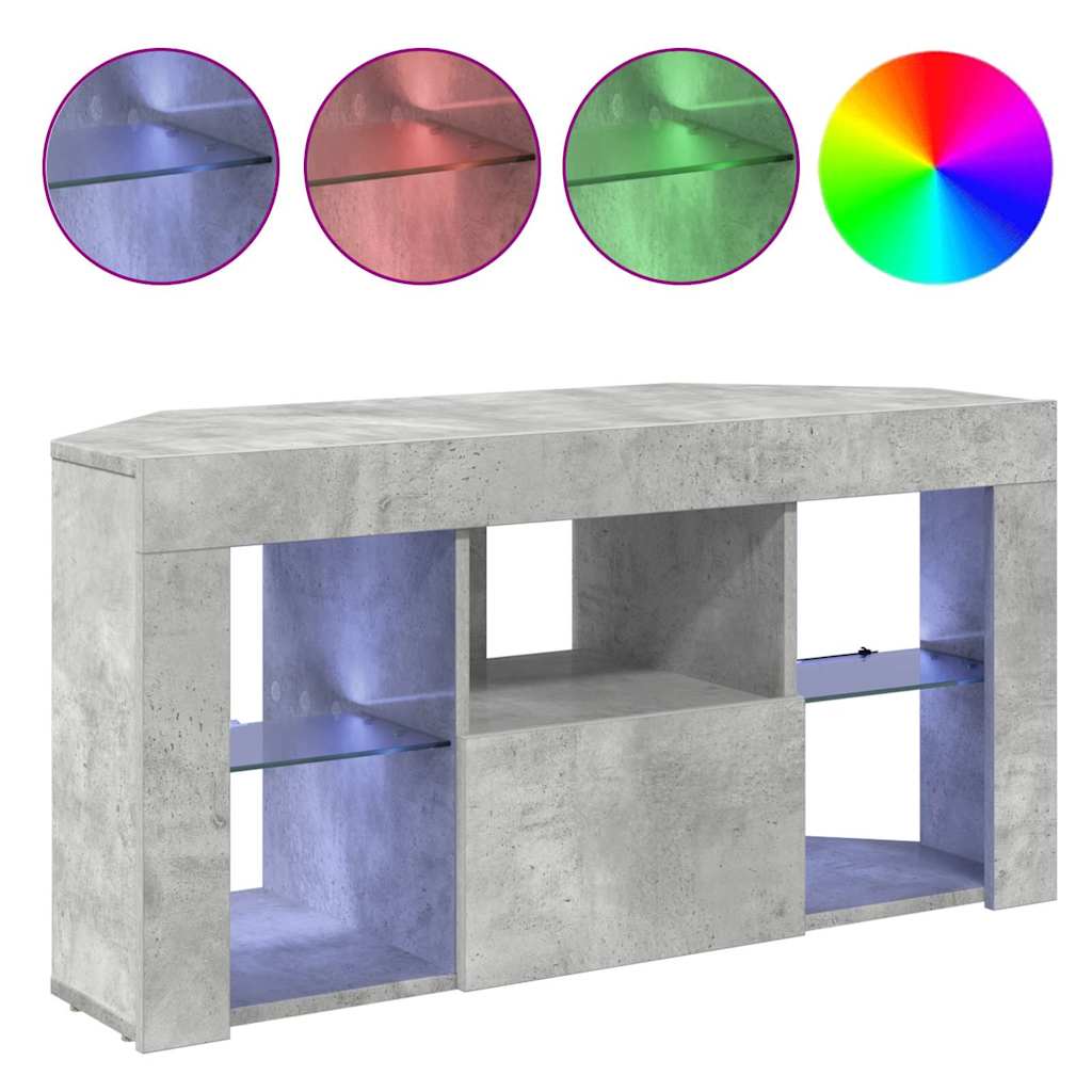 Sarok LED TV szekrény 100 x 40 x 50 cm Beton Szürke Szerelt Fa