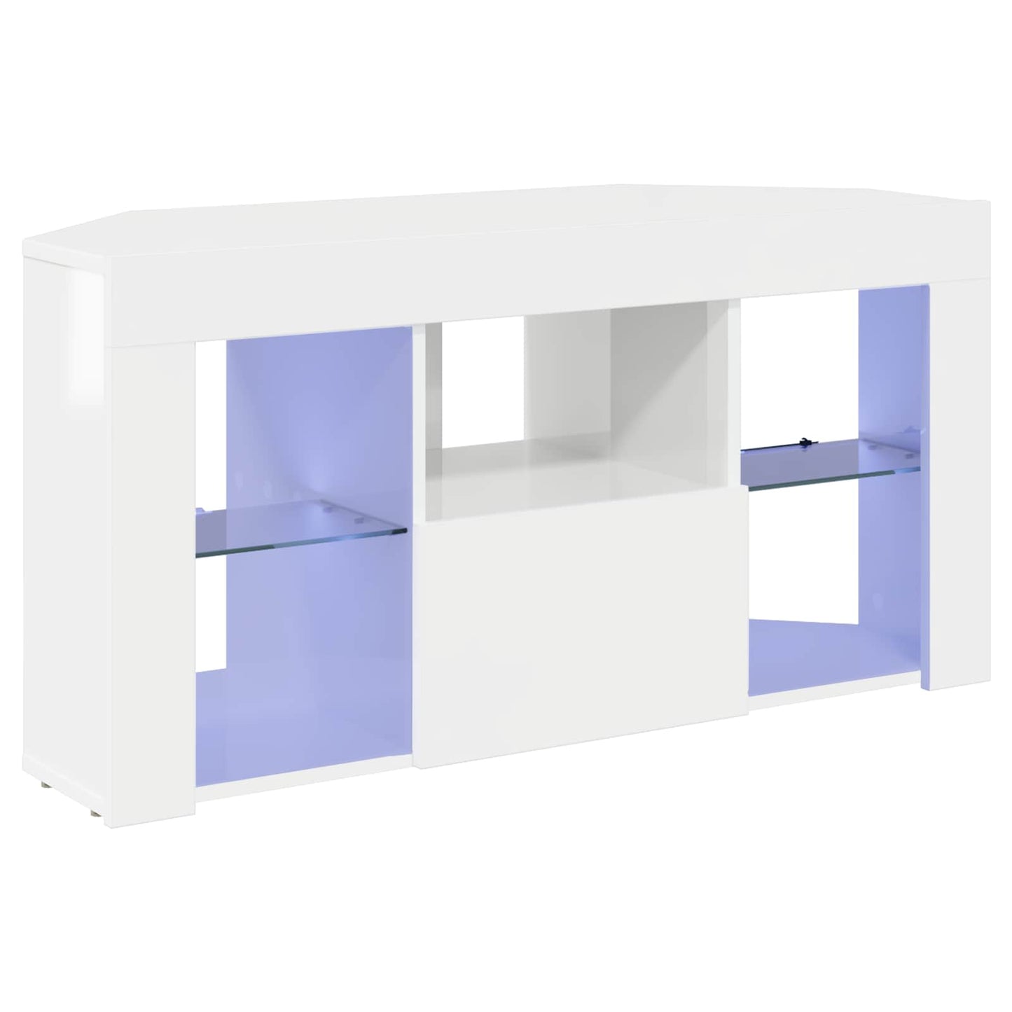 Sarok LED TV szekrény 100 x 40 x 50 cm Magas fényű Fehér